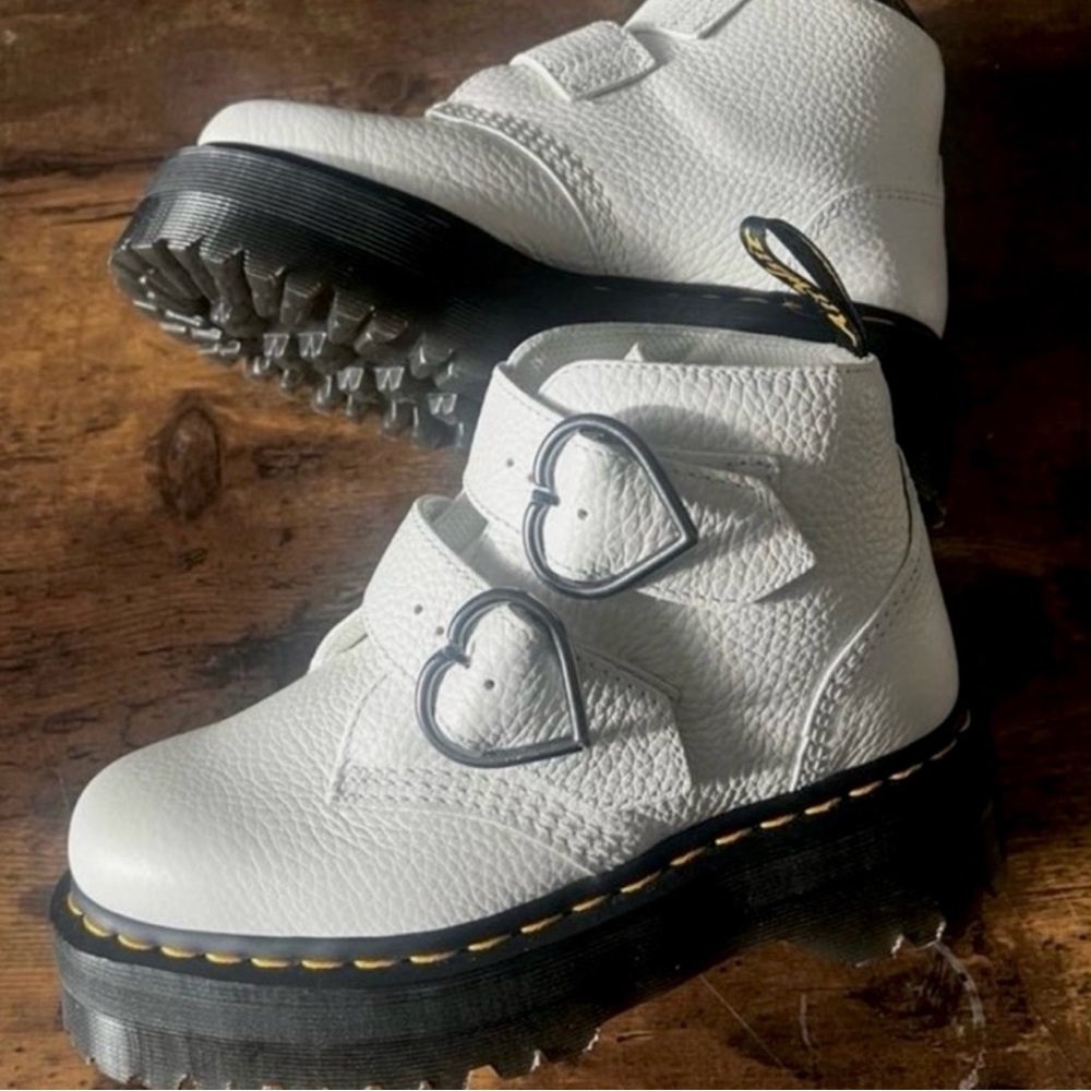 Dr. Martens Devon Heart Buckle Leather Platform Boots